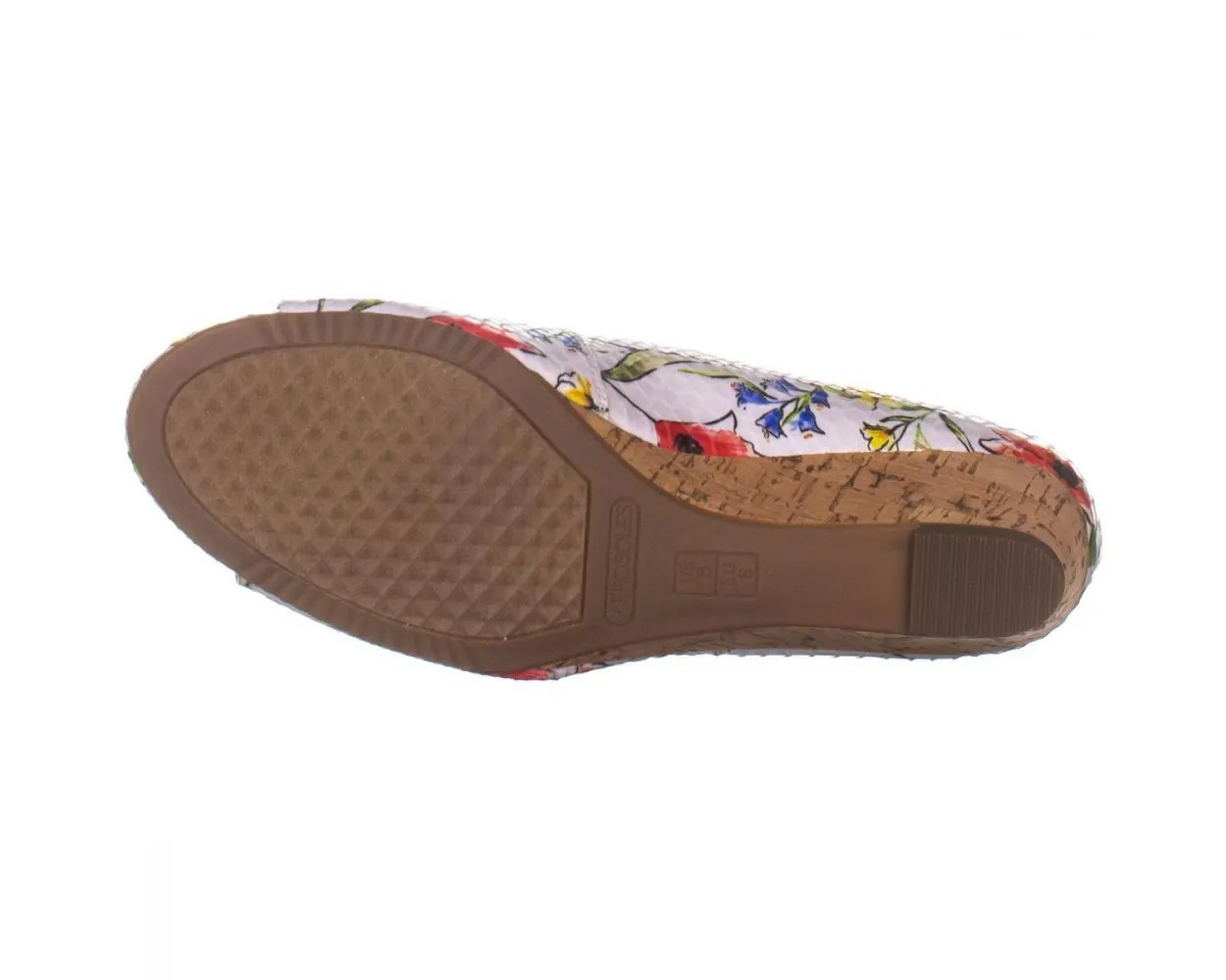 Aerosoles Women's Application Pump White Floral Cork Wedge Open Toe