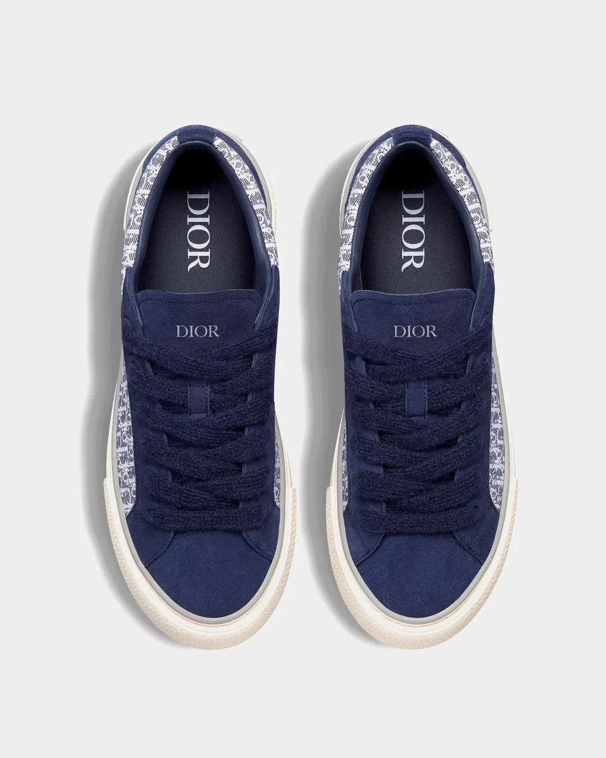 B33 Navy Blue Dior Oblique Jacquard and Suede Low Top Sneakers