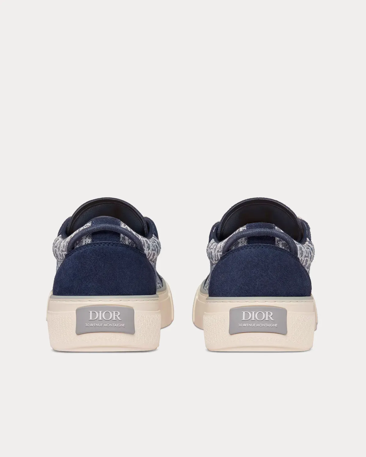 B33 Navy Blue Dior Oblique Jacquard and Suede Low Top Sneakers