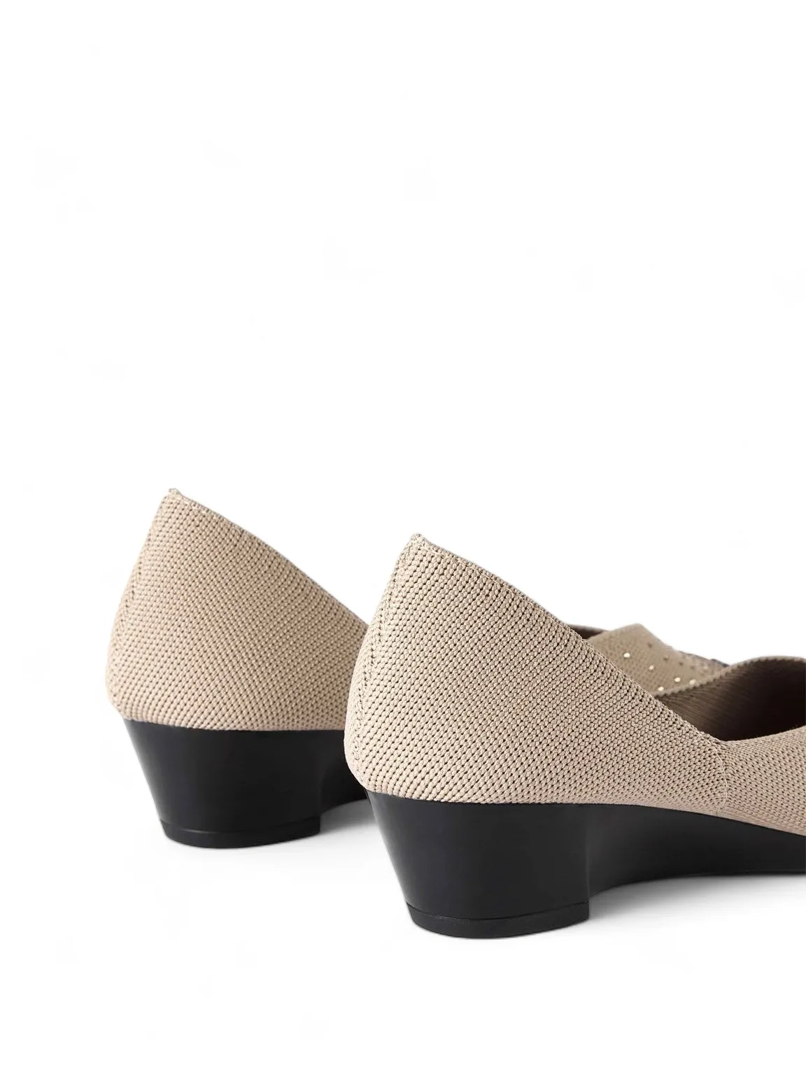 Basic Crystal Cap-Toe Platform Wedges