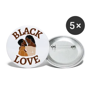 Black Love Buttons large 2.2'' (5-pack)