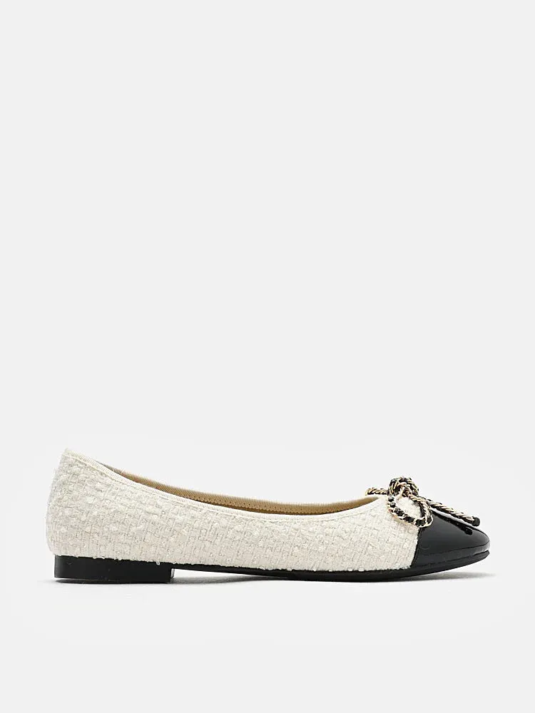 Daisy Tweed Toe Cap Bow Flats