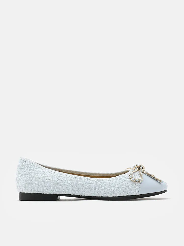 Daisy Tweed Toe Cap Bow Flats