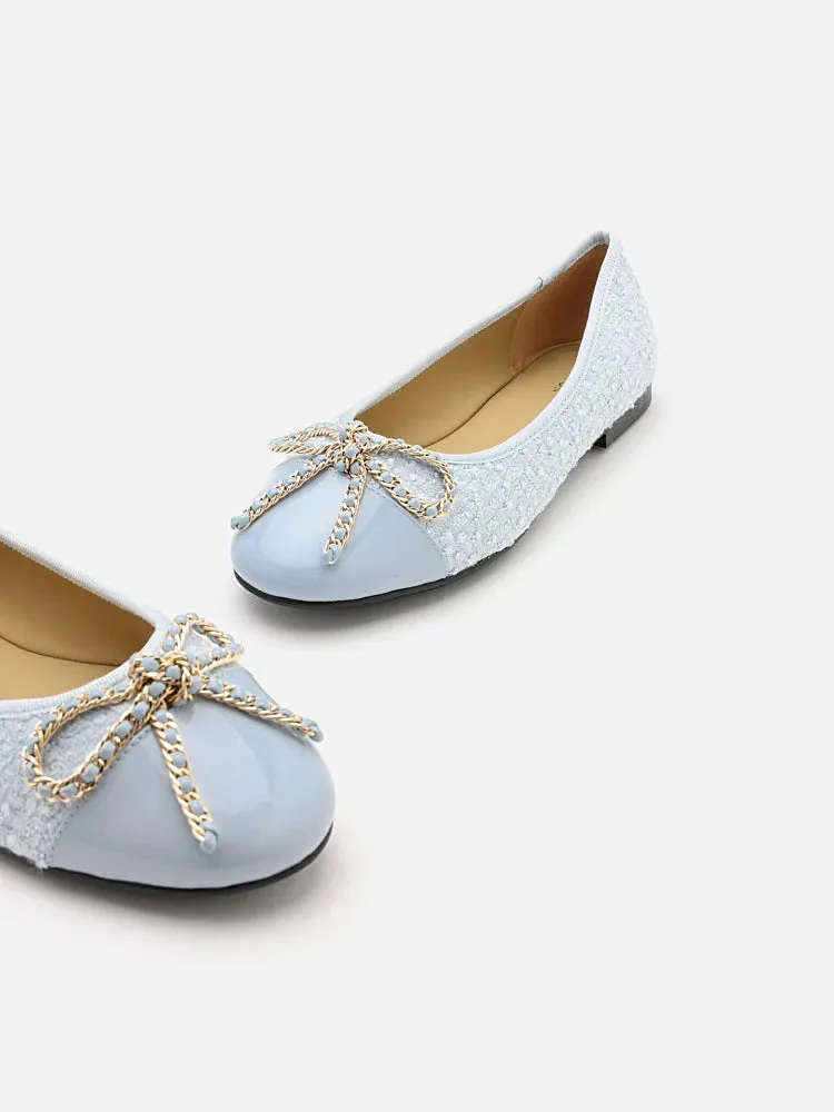 Daisy Tweed Toe Cap Bow Flats