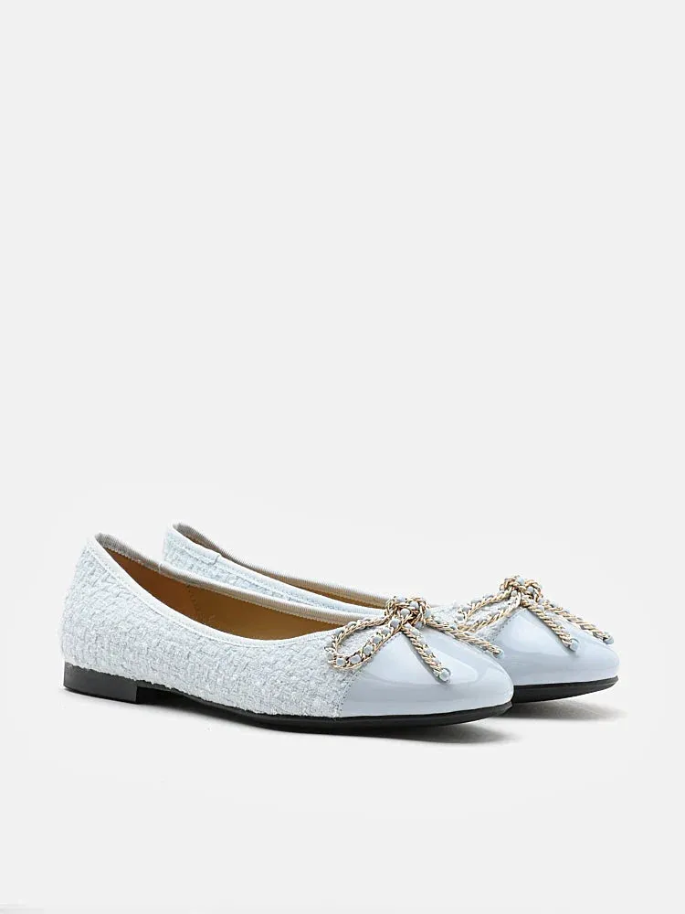 Daisy Tweed Toe Cap Bow Flats