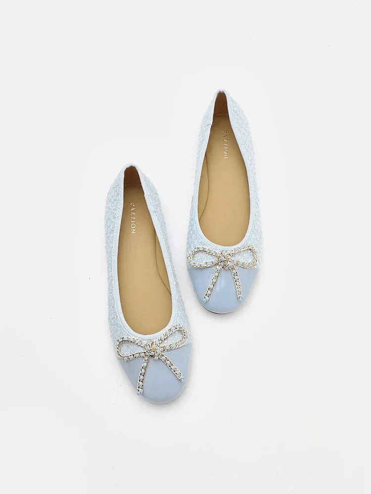 Daisy Tweed Toe Cap Bow Flats