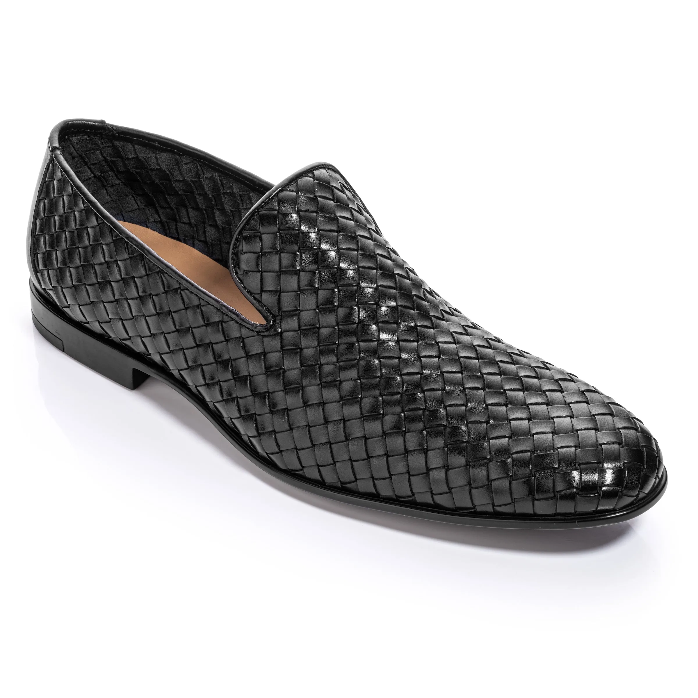 Foley Black Hand Woven Intrecciato Slip On