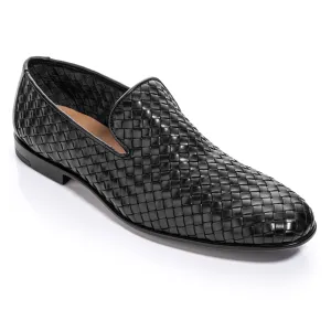 Foley Black Hand Woven Intrecciato Slip On