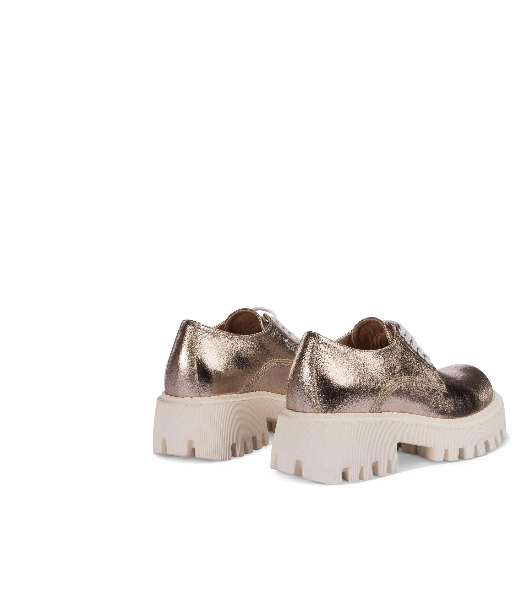 Gold-tone laminated leather derby shoes