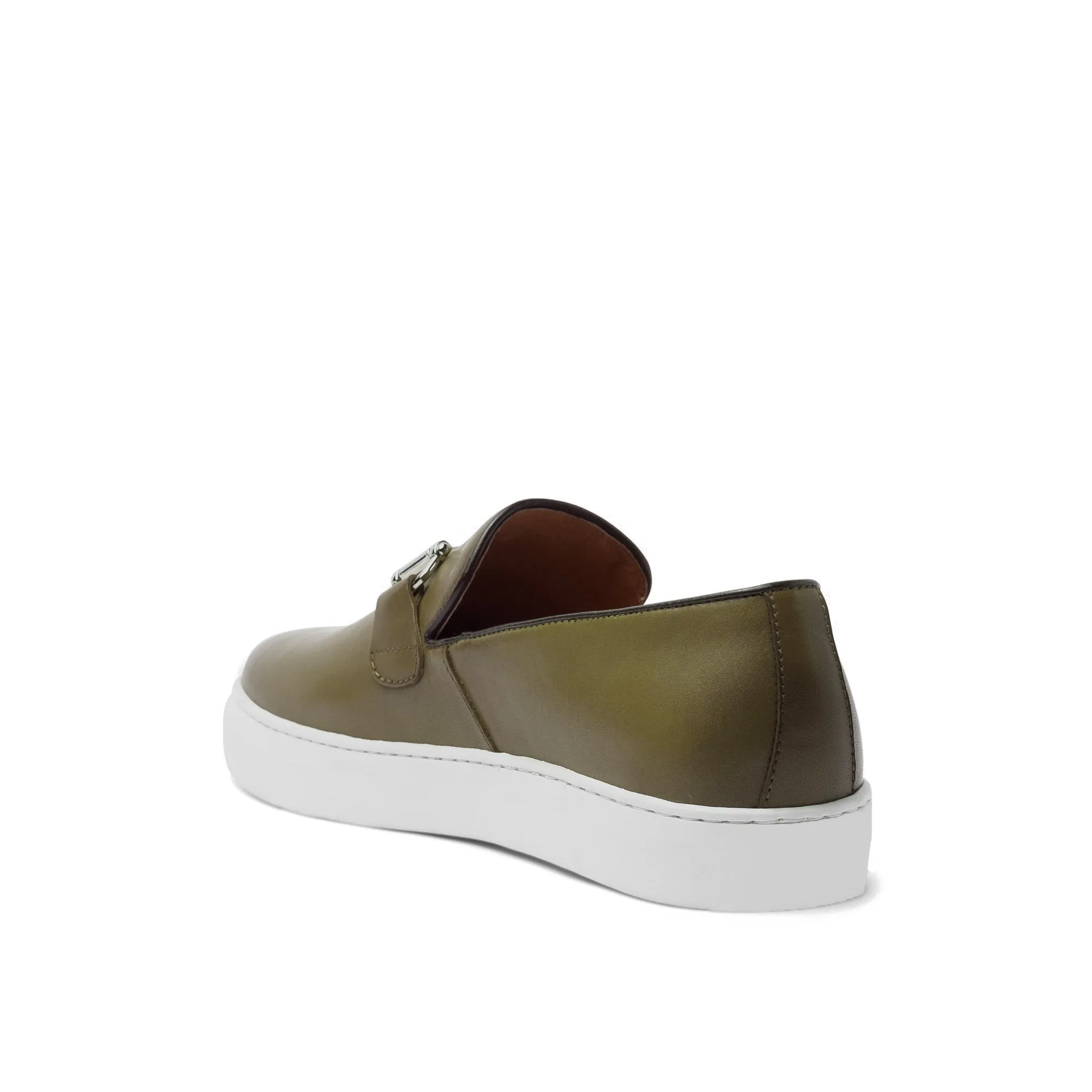 Height Increasing Green Leather Alvin Horse Bit Sneakers