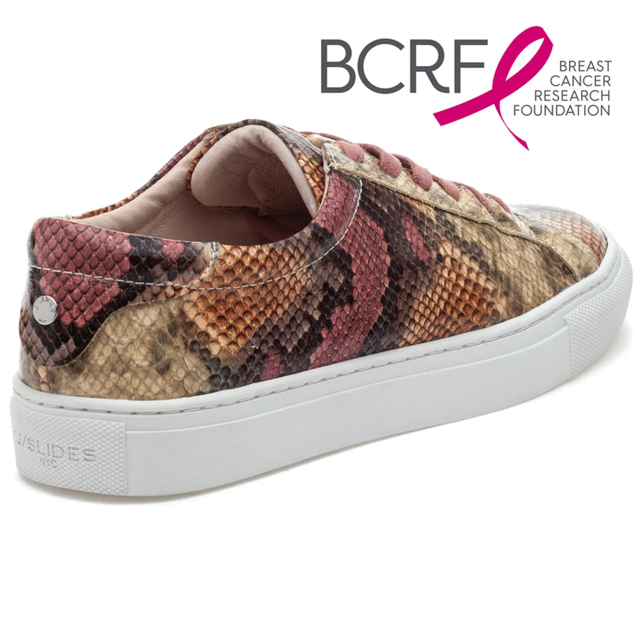 Lacee pink multi snake print lace-up sneakers