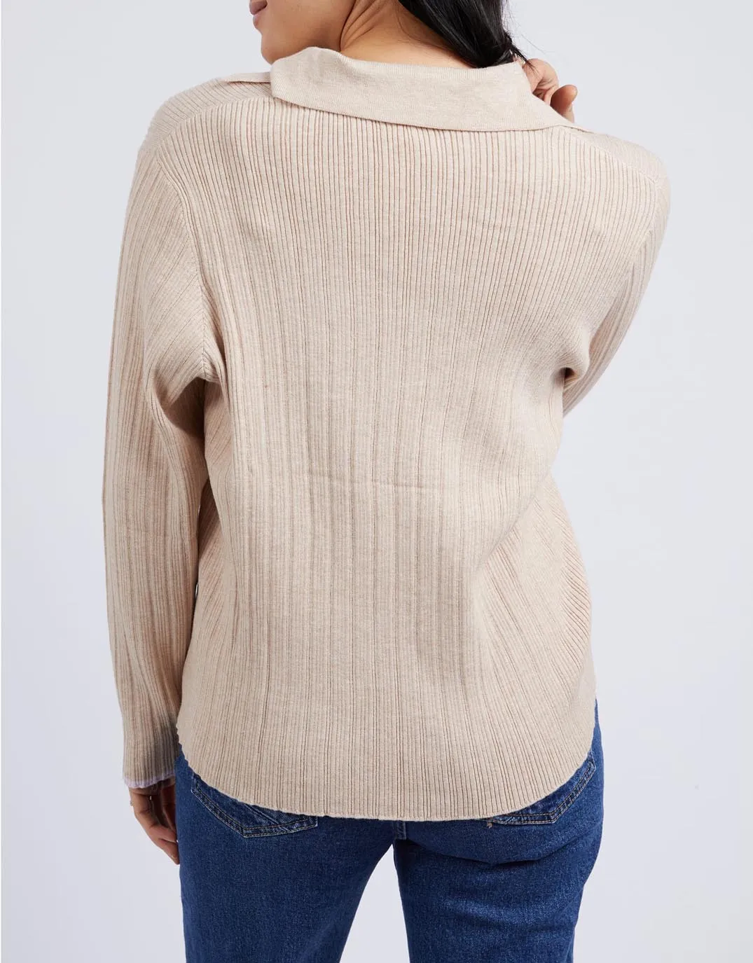 Maple Open Collar Knit - Oatmeal