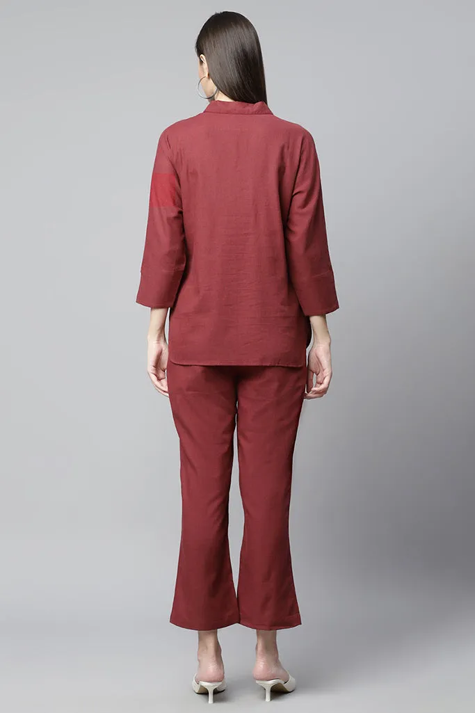 Maroon Solid Co-ord Set
