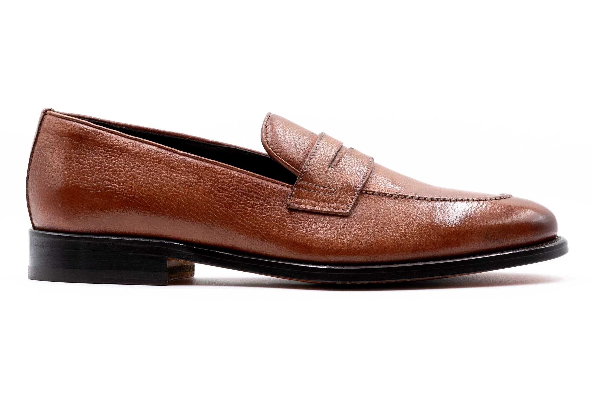 Martin Dingman - Napoli Italian Calf Leather Penny Loafers - Biscotti