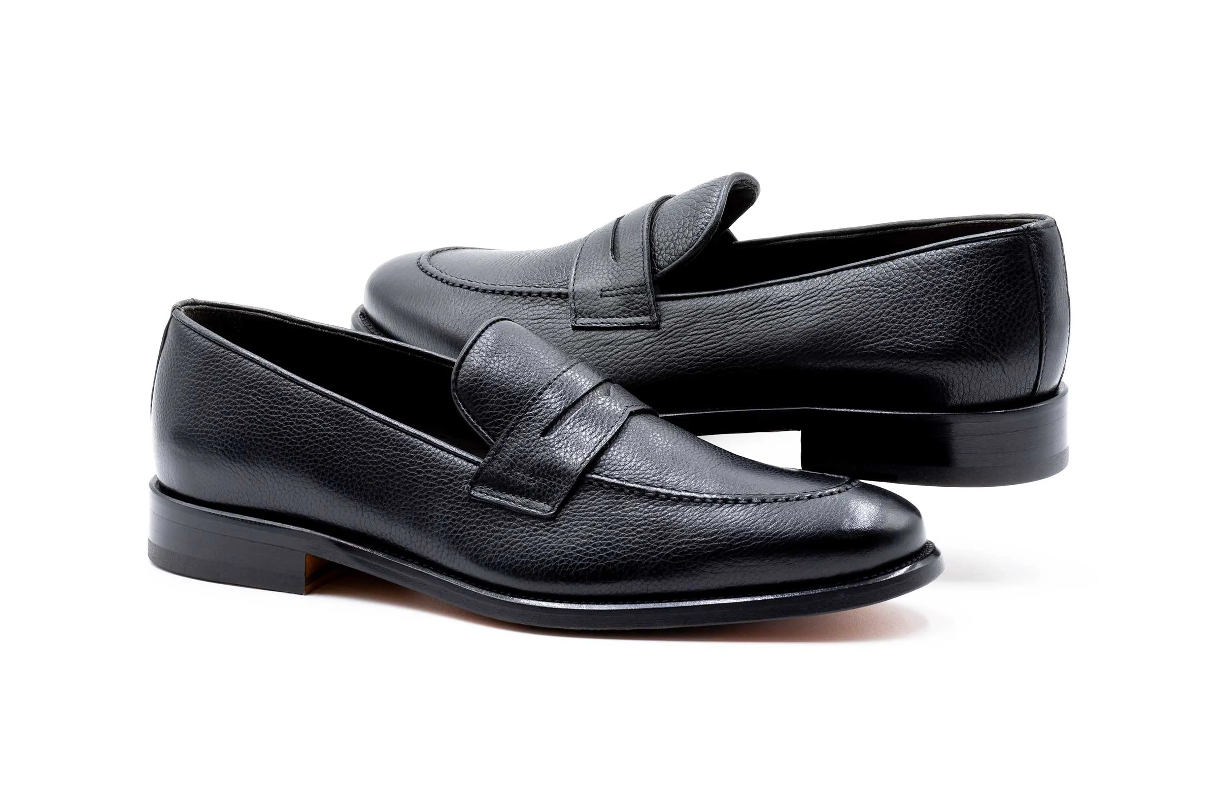Martin Dingman - Napoli Italian Calf Leather Penny Loafers - Nero