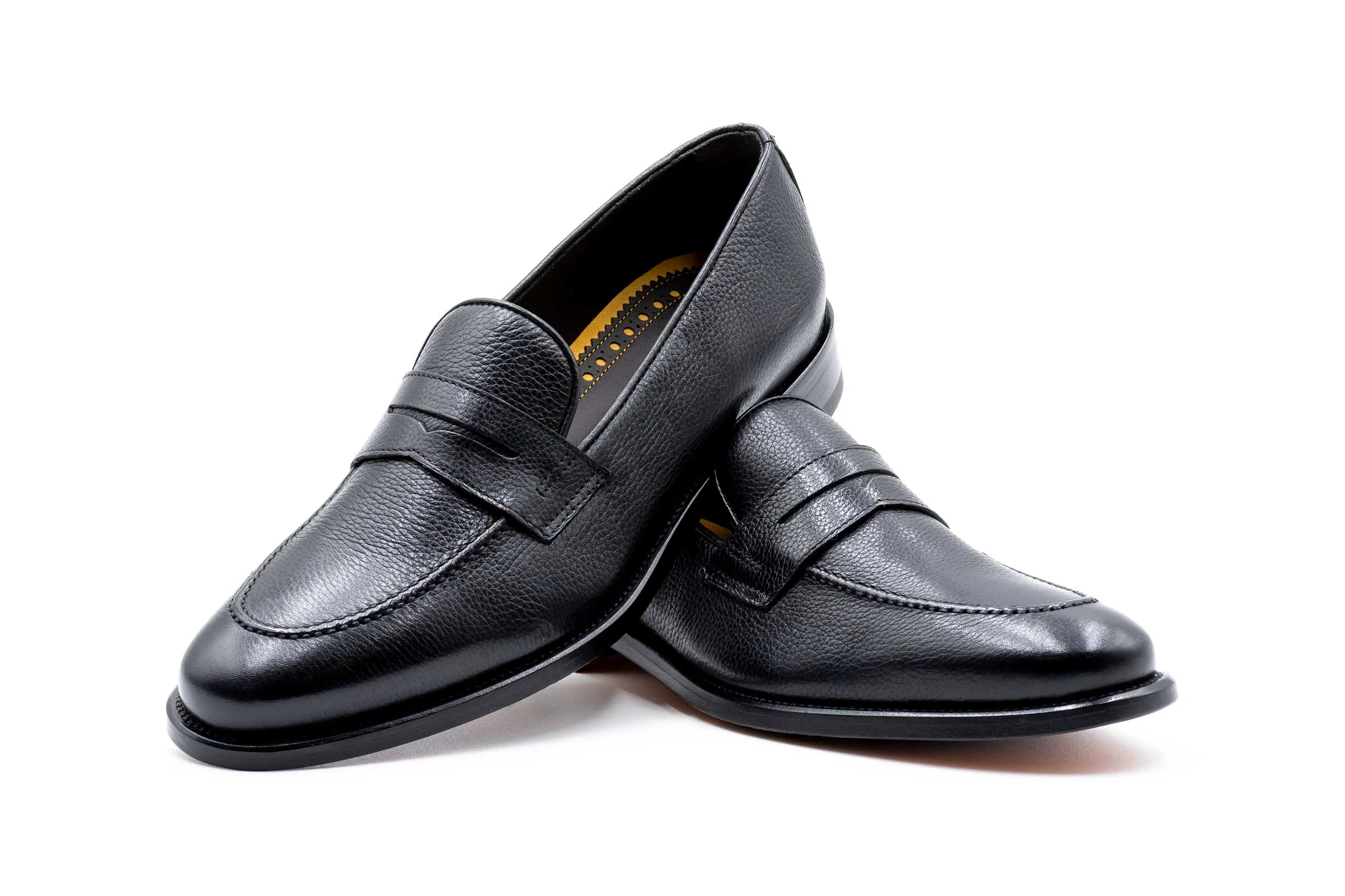 Martin Dingman - Napoli Italian Calf Leather Penny Loafers - Nero