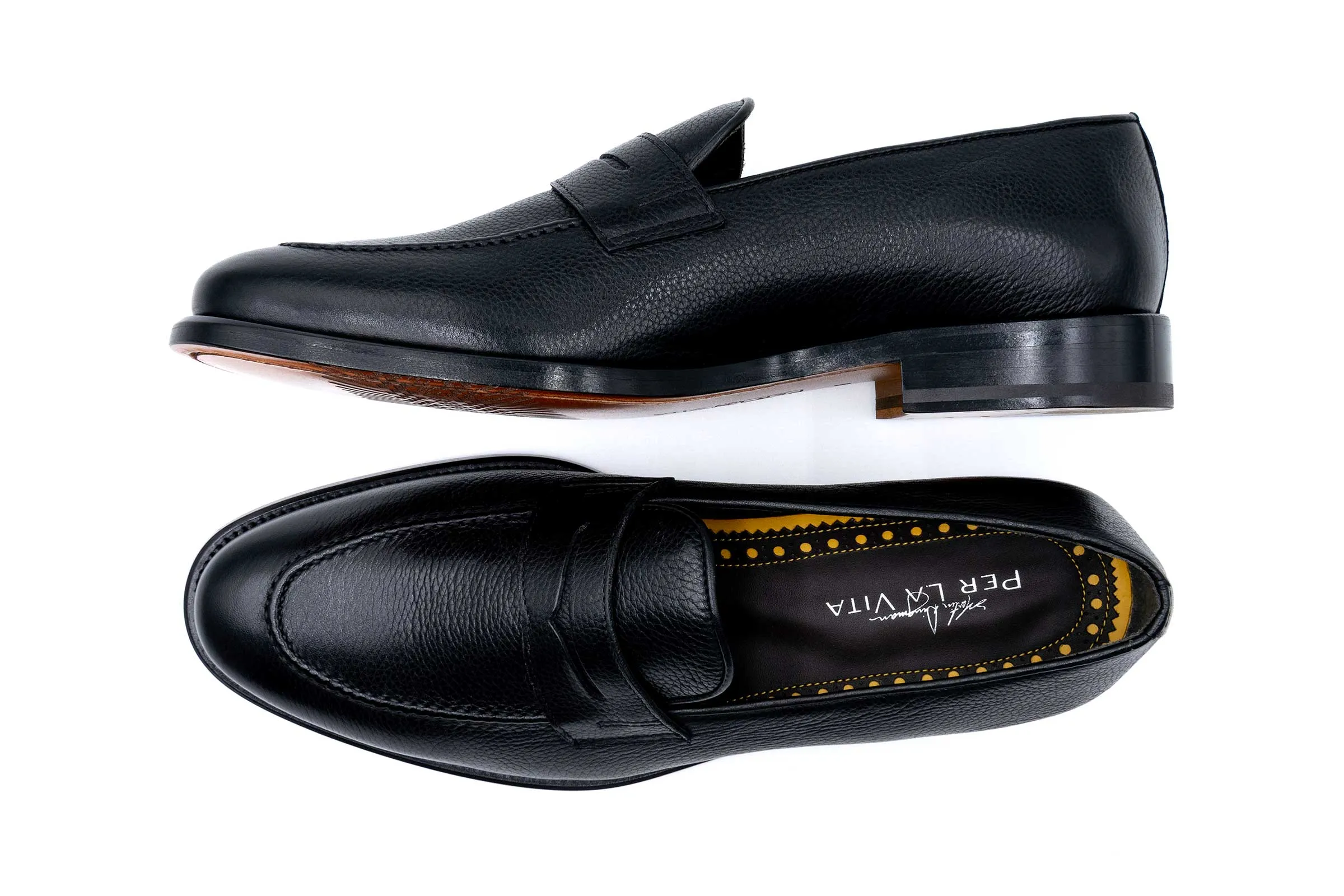 Martin Dingman - Napoli Italian Calf Leather Penny Loafers - Nero