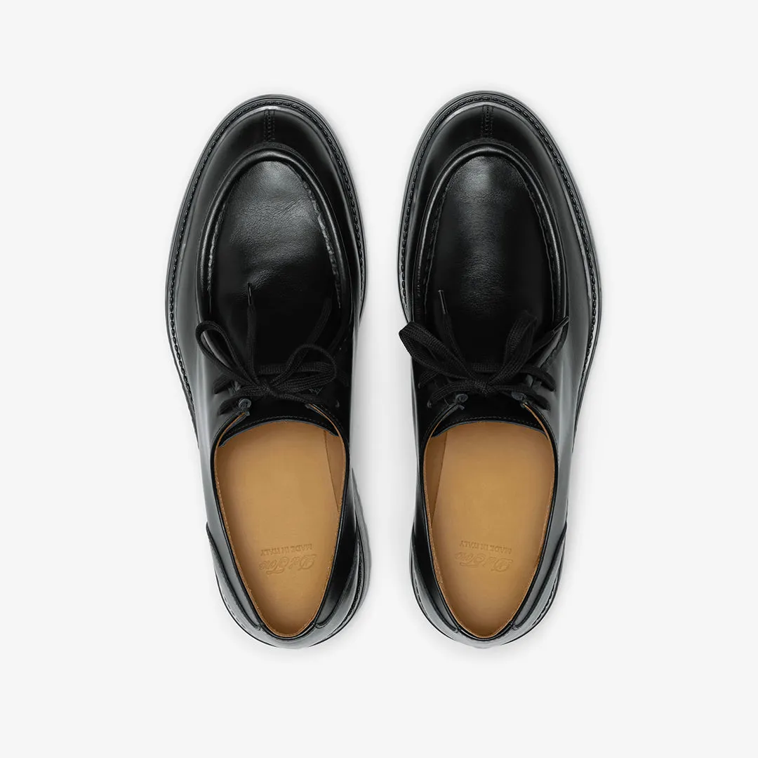 Men's Black Smooth Calf Leather Tuscan Derby Boot From Del Toro Shoes