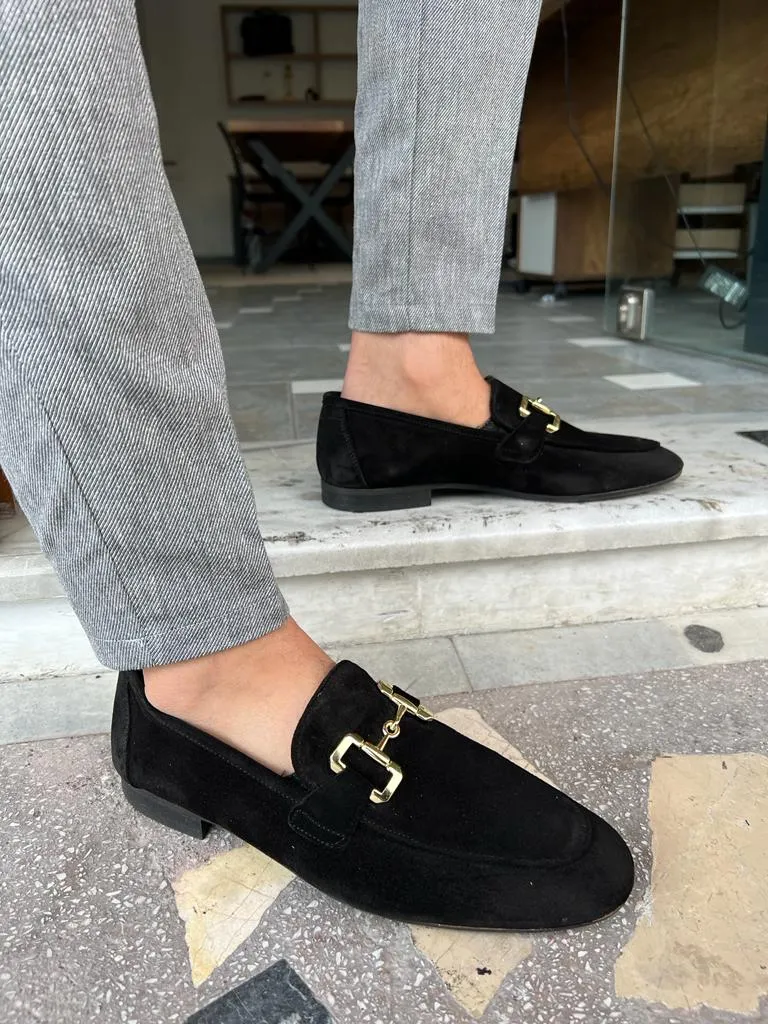 Morrison Special Designed Genuine Suede Black Leather Loafer
