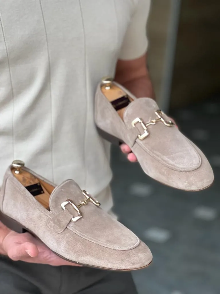 Morrison Special Designed Suede Beige Leather Loafers