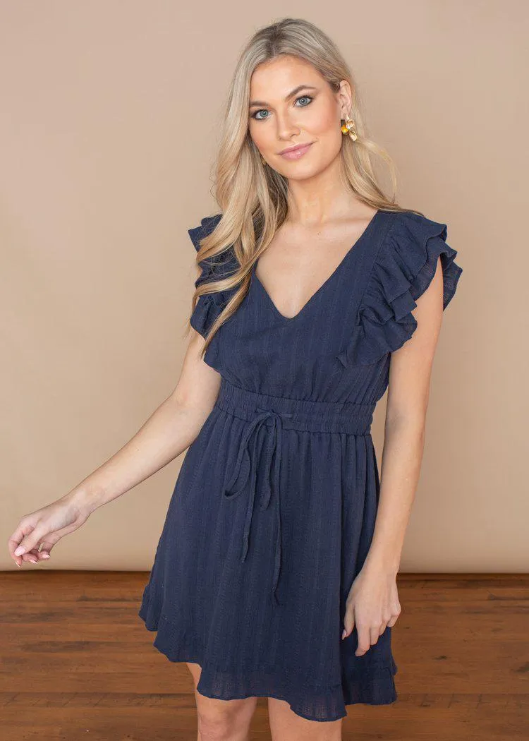 Pinch Navy Mullins Beach Ruffle Tie Dress ***FINAL SALE***