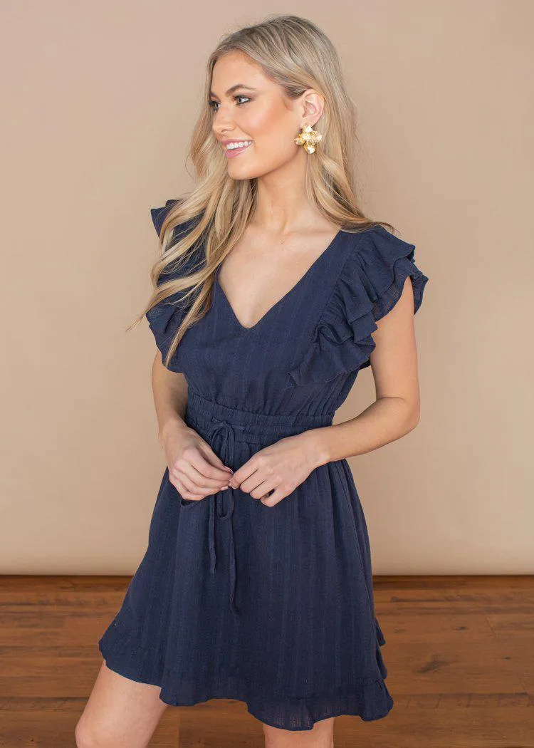 Pinch Navy Mullins Beach Ruffle Tie Dress ***FINAL SALE***