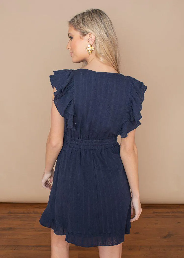 Pinch Navy Mullins Beach Ruffle Tie Dress ***FINAL SALE***