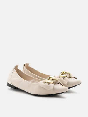 Quirina Gold Buckle Bow Flats