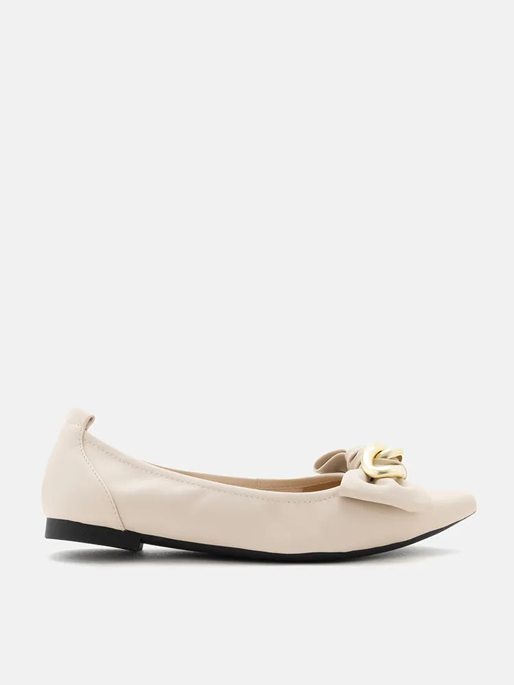 Quirina Gold Buckle Bow Flats