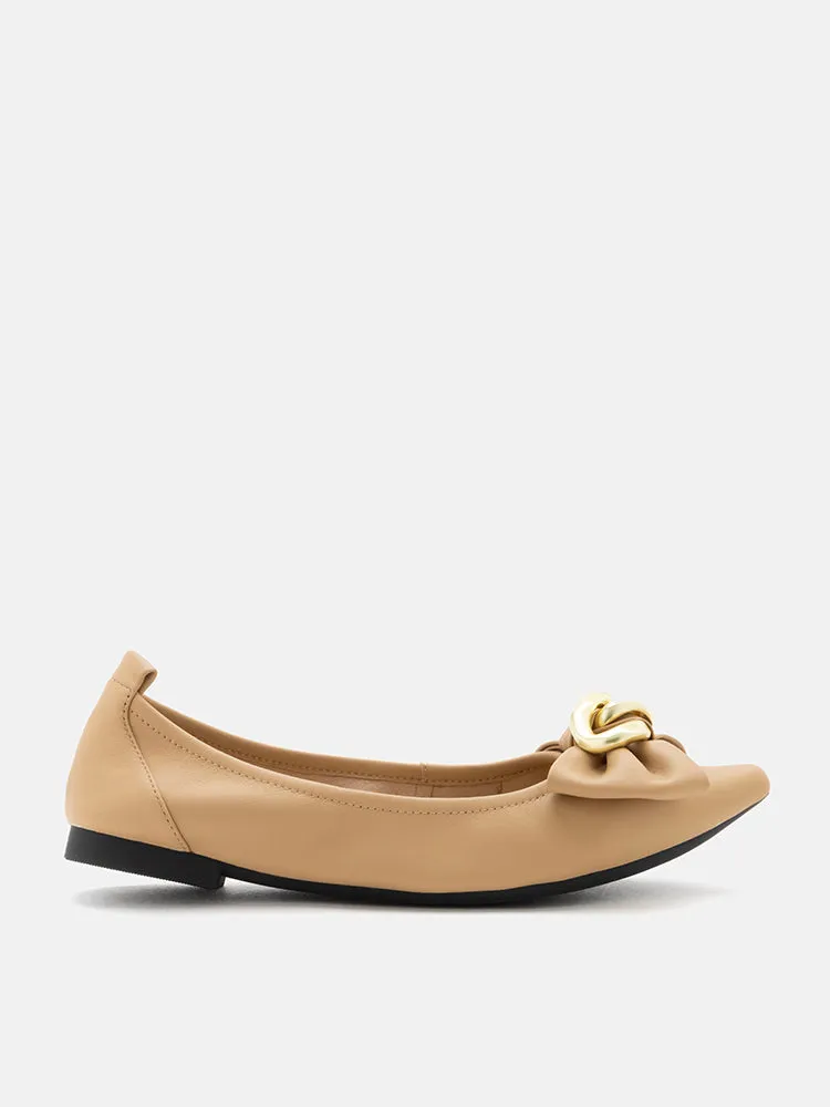 Quirina Gold Buckle Bow Flats