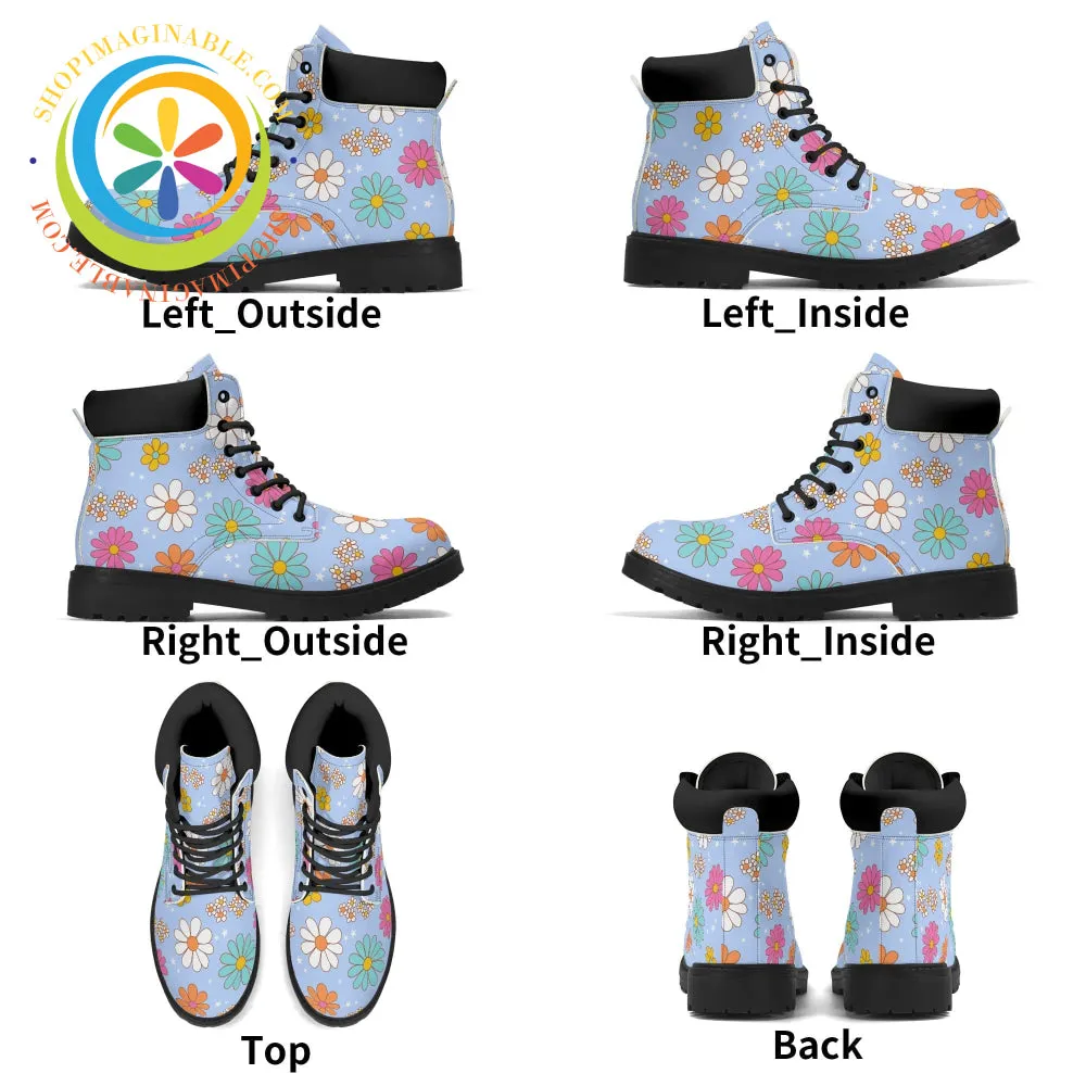 Retro Daisy Print Women's Boots