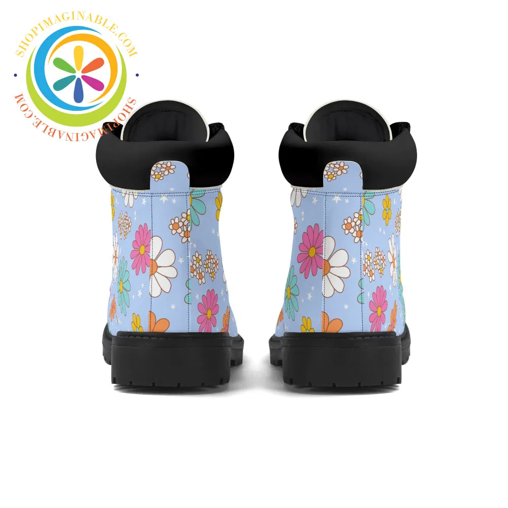Retro Daisy Print Women's Boots