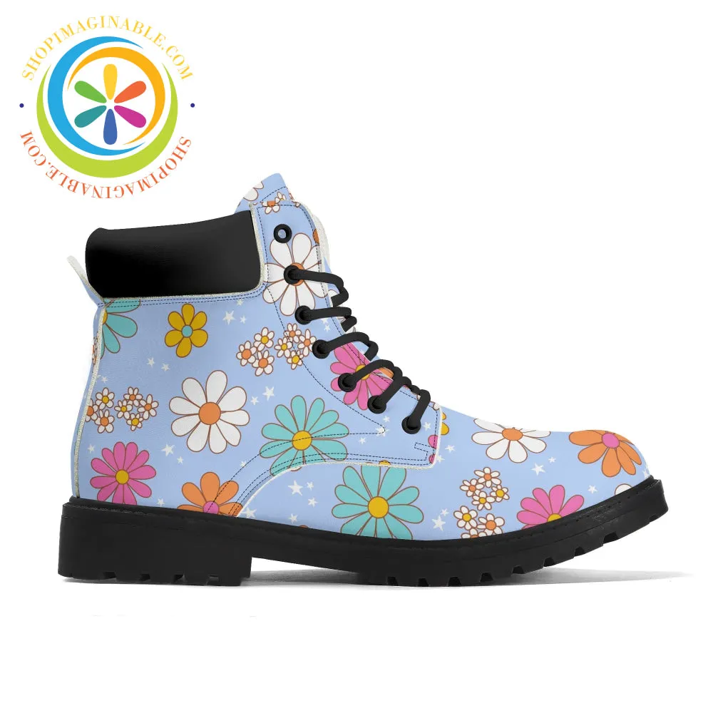 Retro Daisy Print Women's Boots