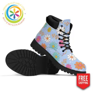 Retro Daisy Print Women's Boots