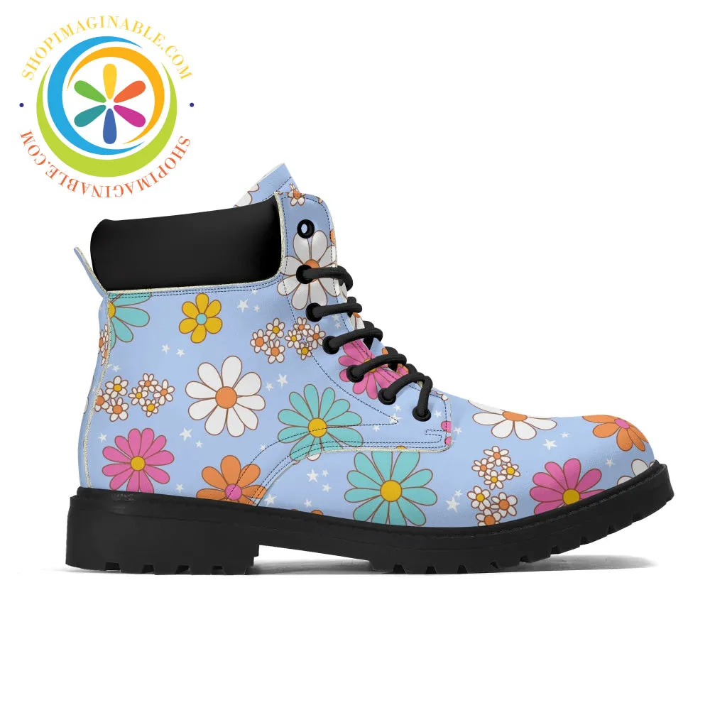 Retro Daisy Print Women's Boots
