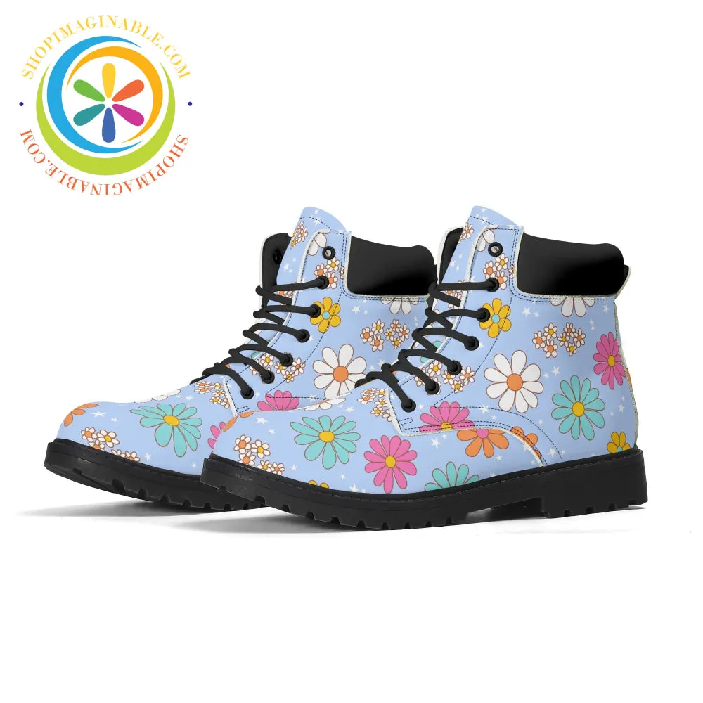 Retro Daisy Print Women's Boots