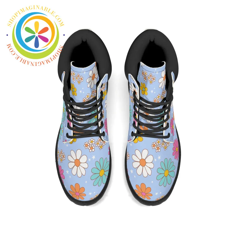 Retro Daisy Print Women's Boots