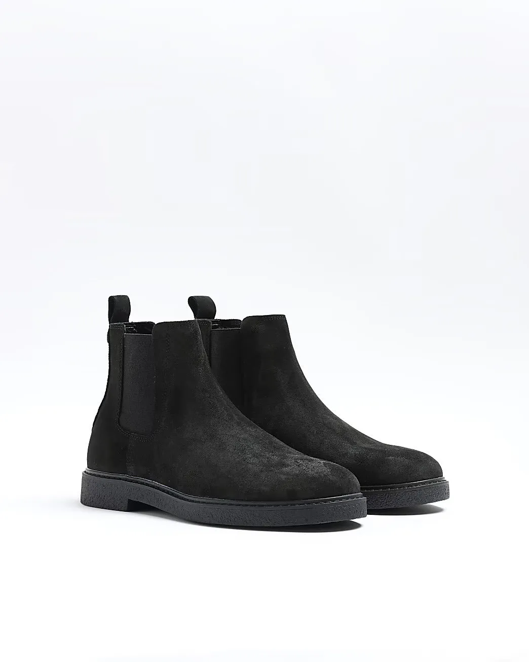 River Island Brayden Black Suede Chelsea Mens Boots