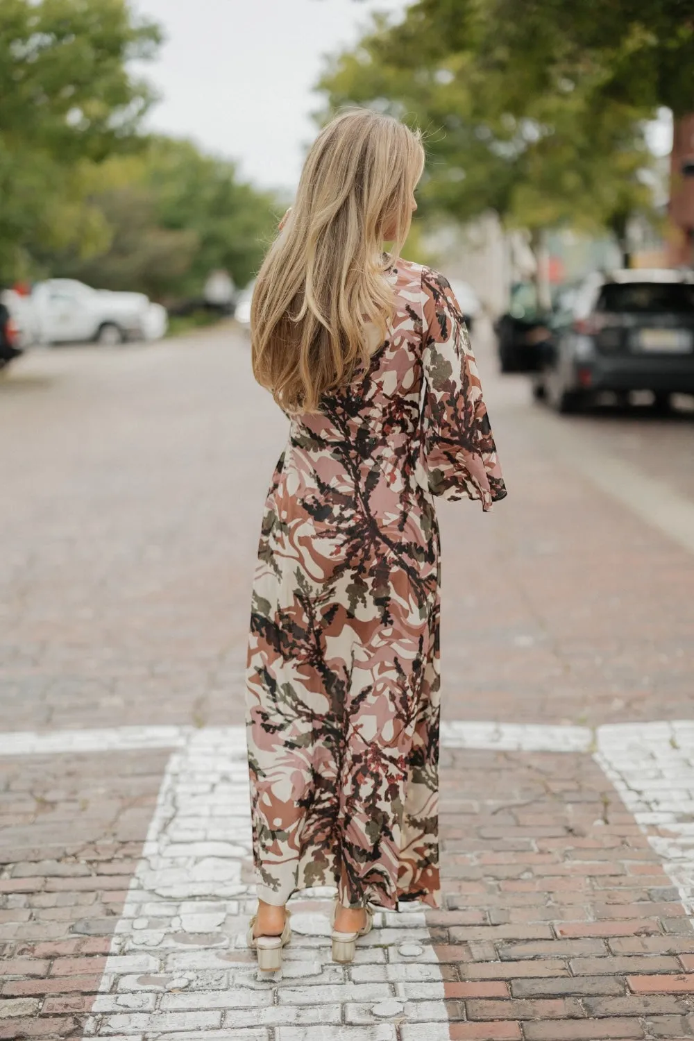 Rosewood Gathered Print Dress