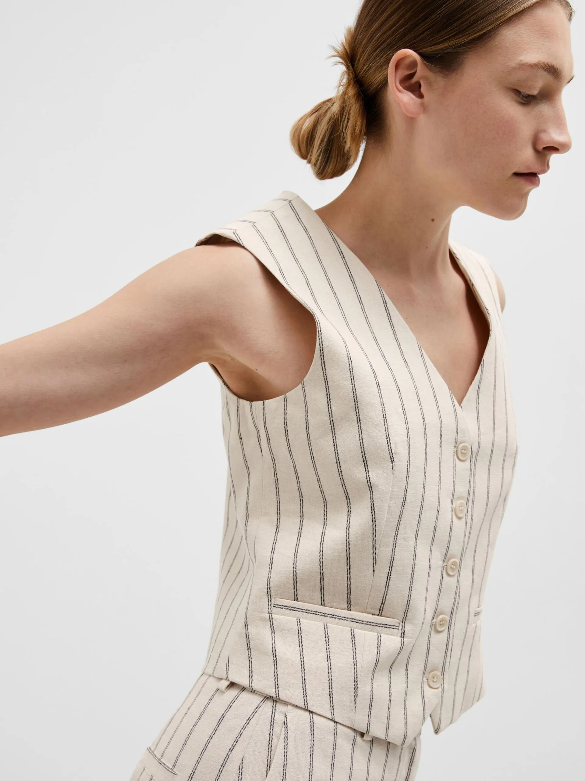 SLF Tania-Hilda Vest in Pin Stripe Sandshell