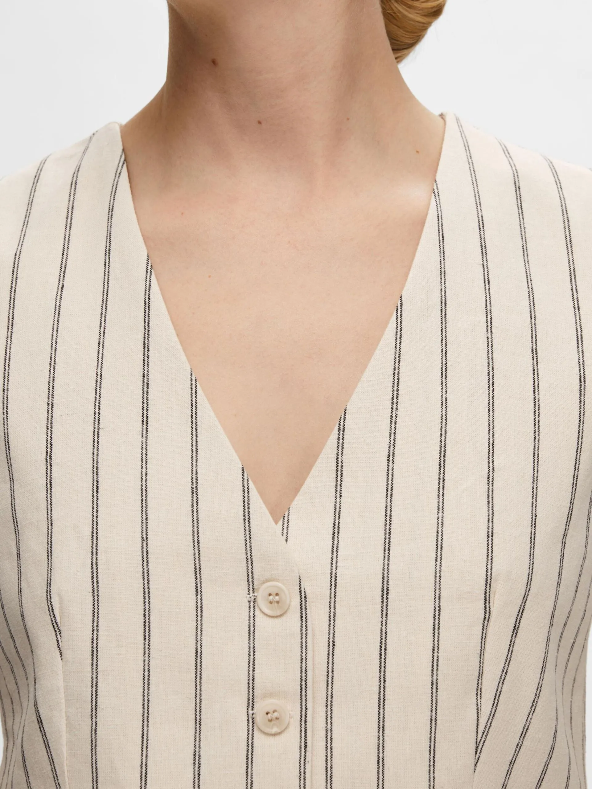 SLF Tania-Hilda Vest in Pin Stripe Sandshell