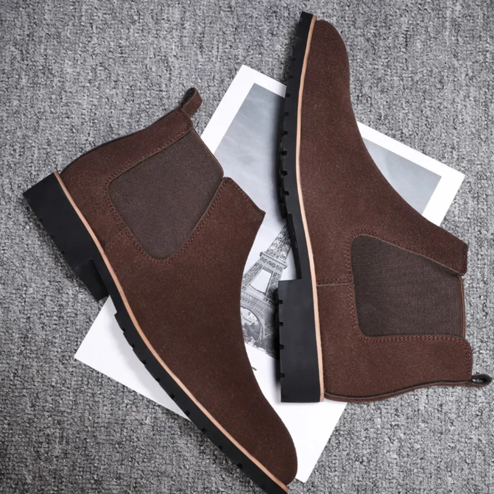 Solveth - Stevige Chelsea Boots Heren met Profielzool en Elastische Zijkanten