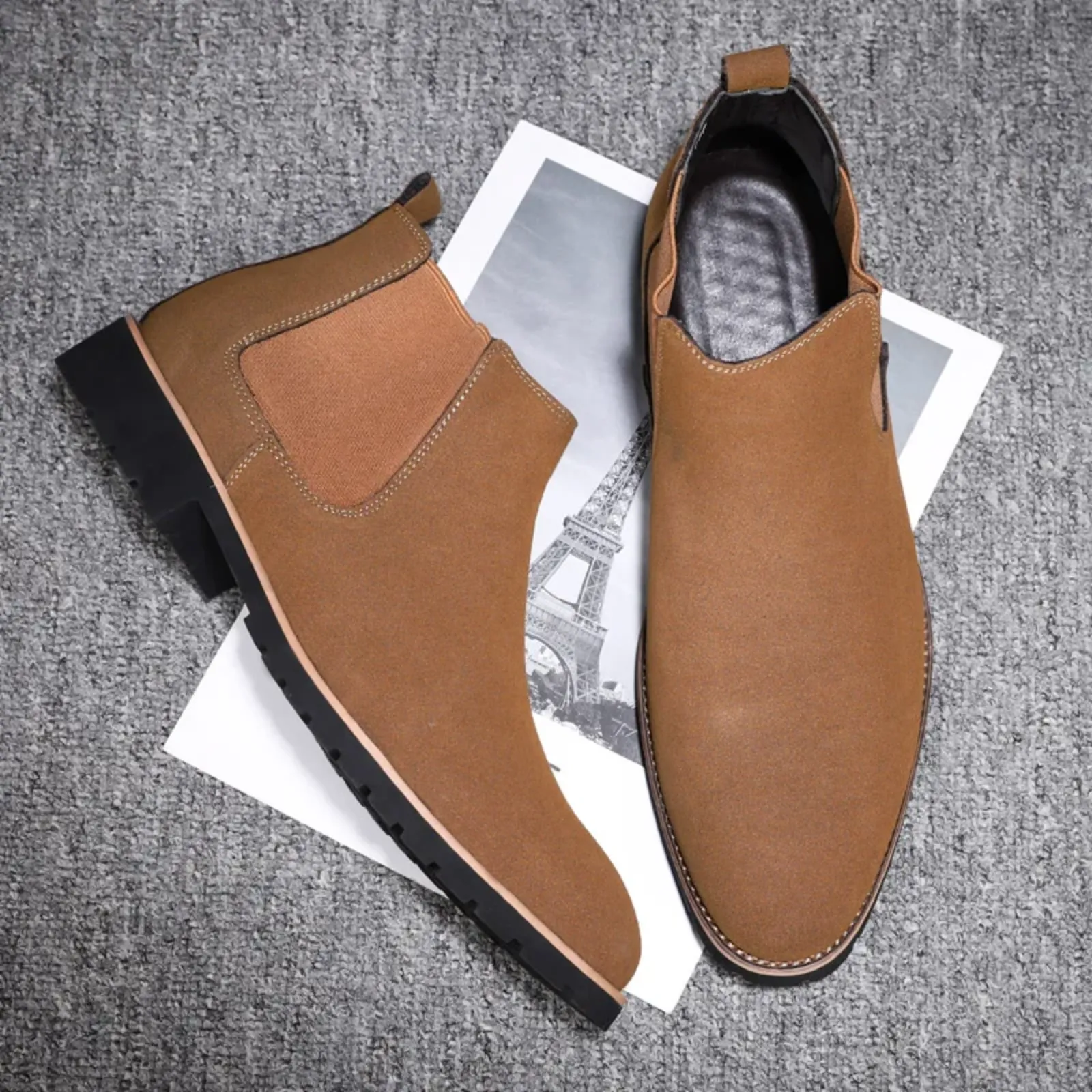 Solveth - Stevige Chelsea Boots Heren met Profielzool en Elastische Zijkanten