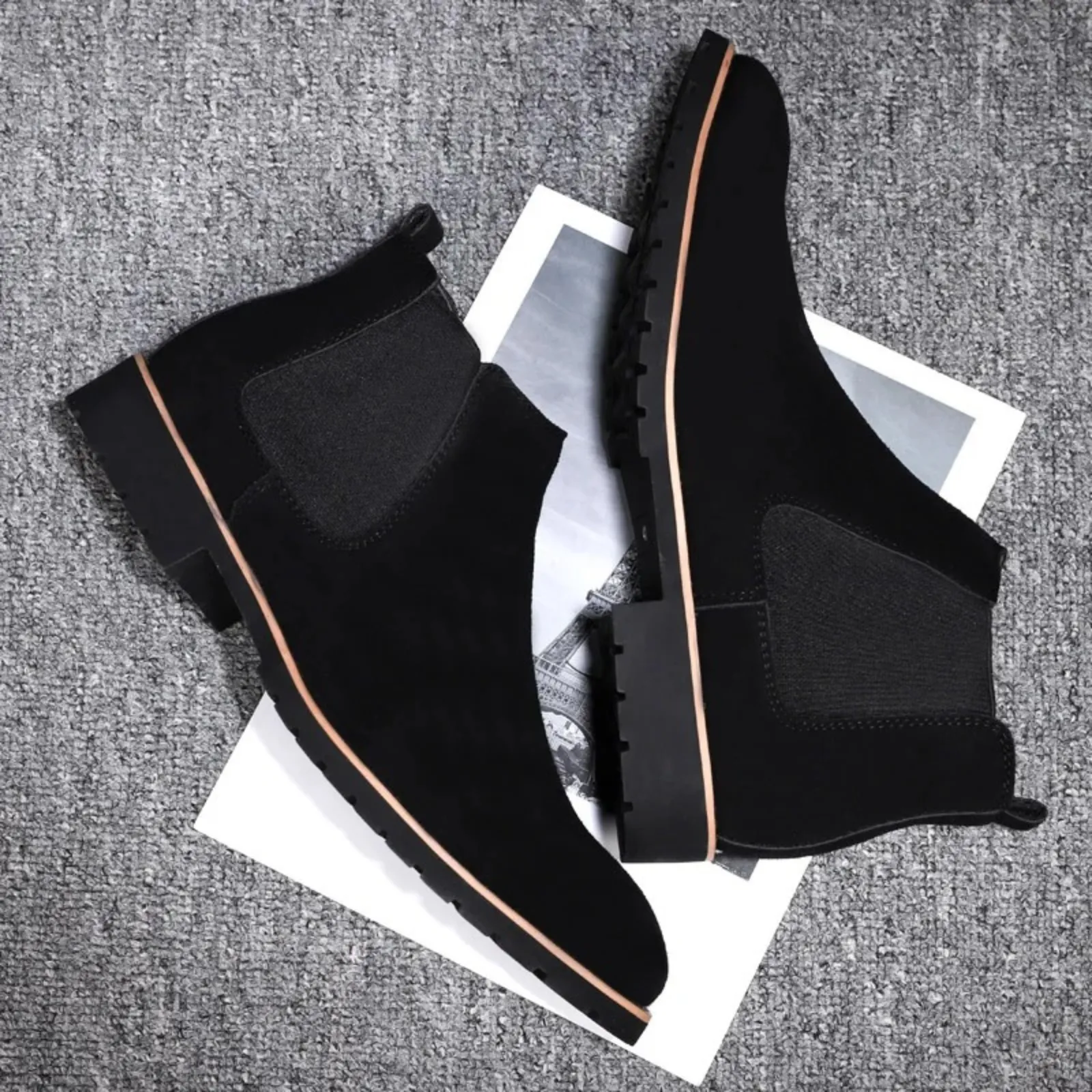 Solveth - Stevige Chelsea Boots Heren met Profielzool en Elastische Zijkanten