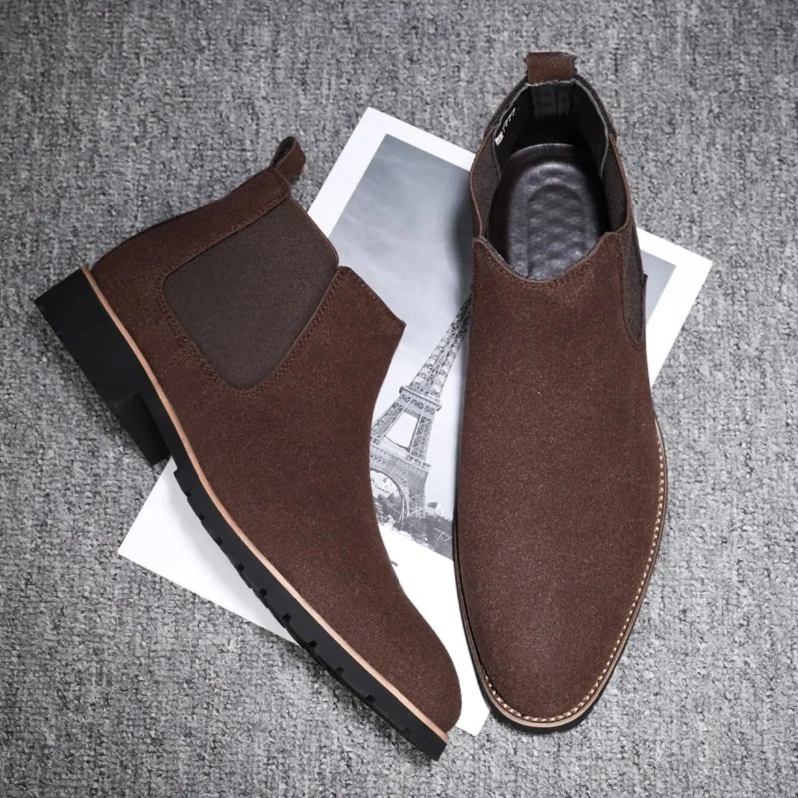 Solveth - Stevige Chelsea Boots Heren met Profielzool en Elastische Zijkanten