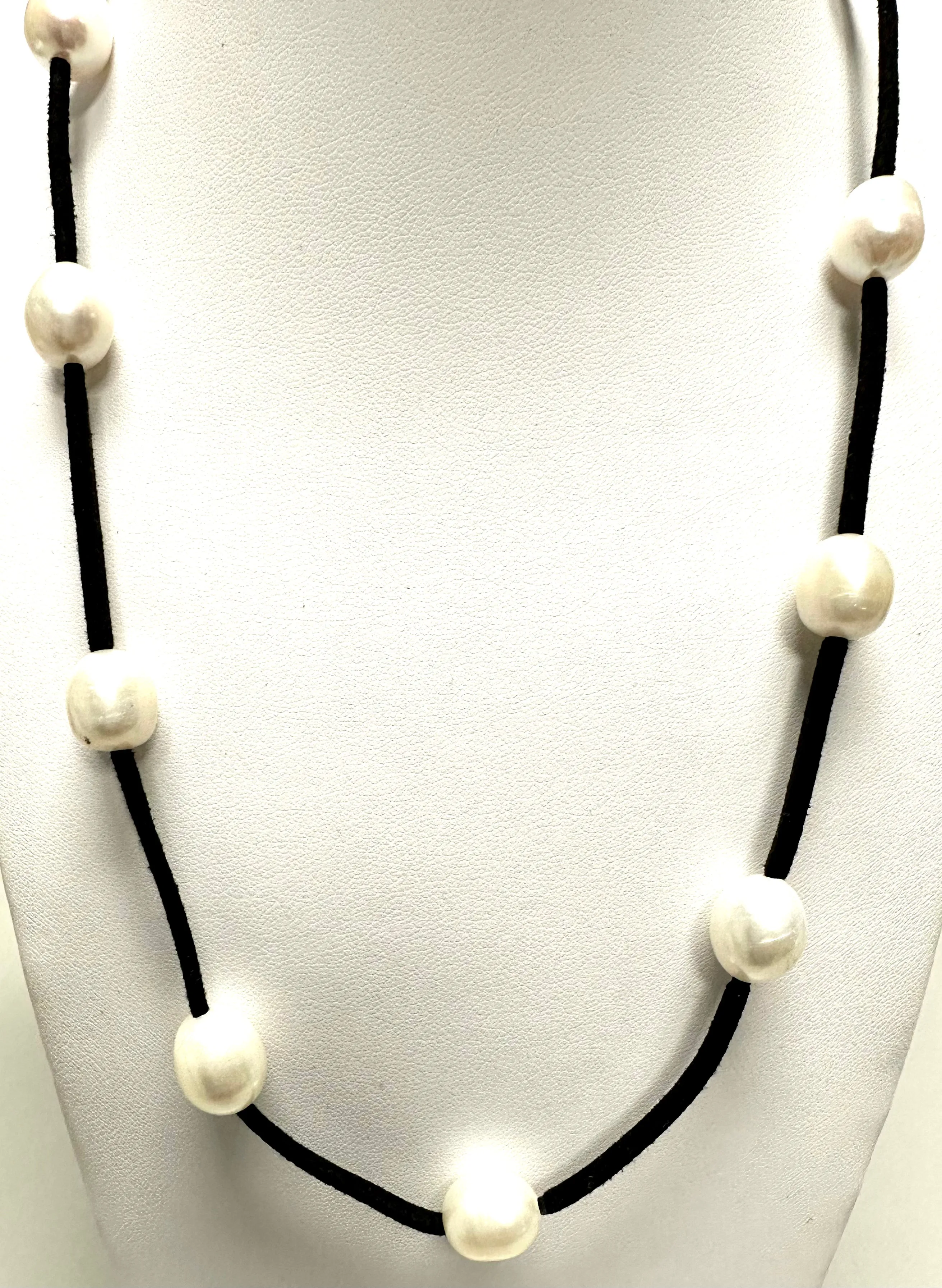 Suede and Pearl Necklace