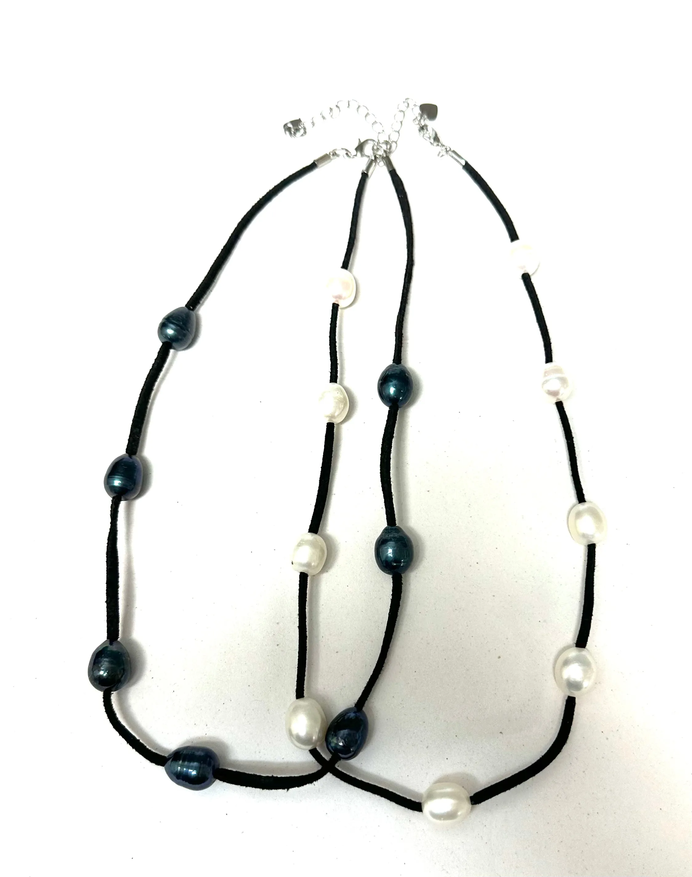 Suede and Pearl Necklace