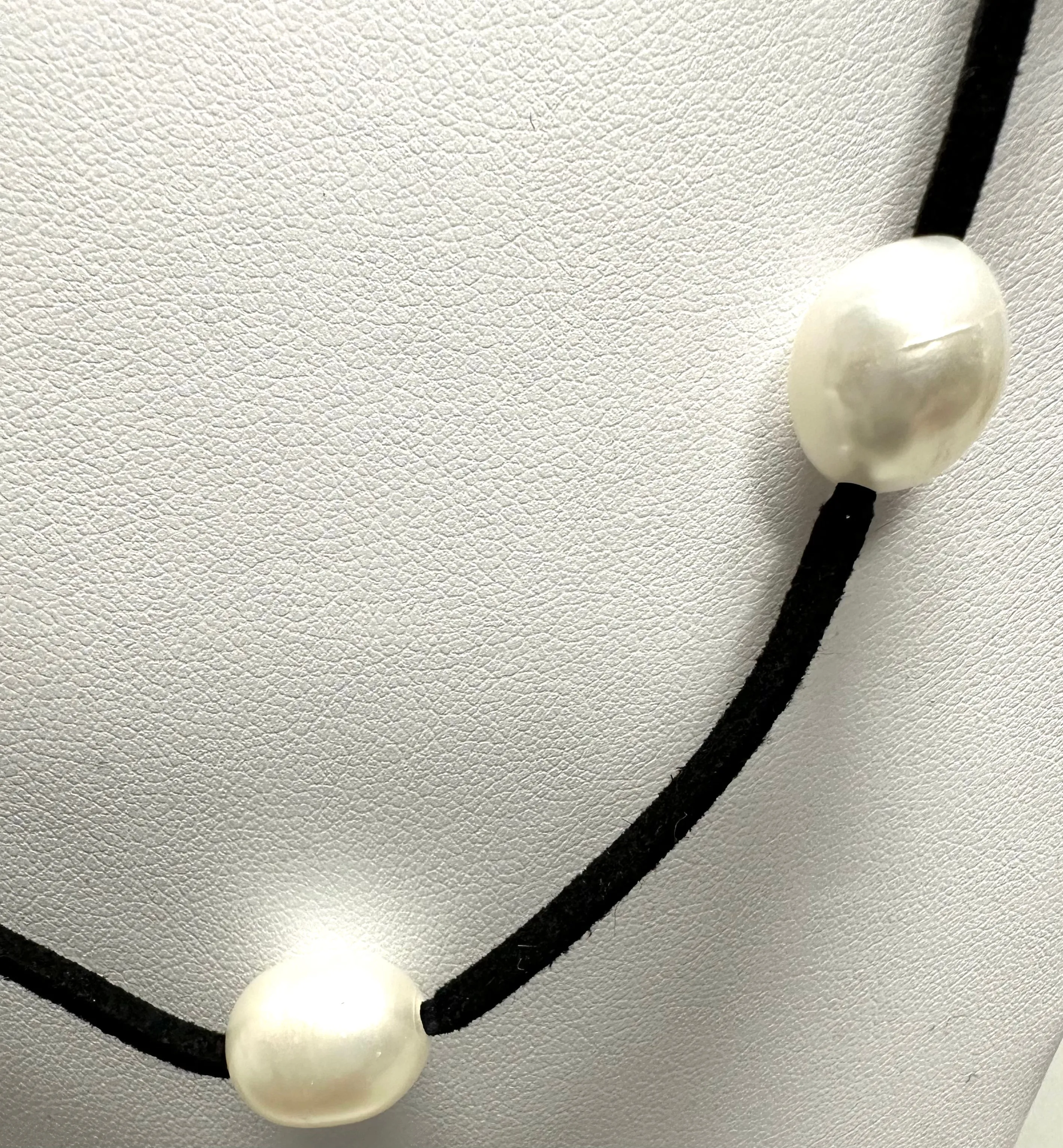 Suede and Pearl Necklace