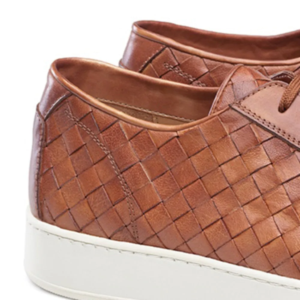 Tan Braided Leather Cornella Lace Up Sneakers