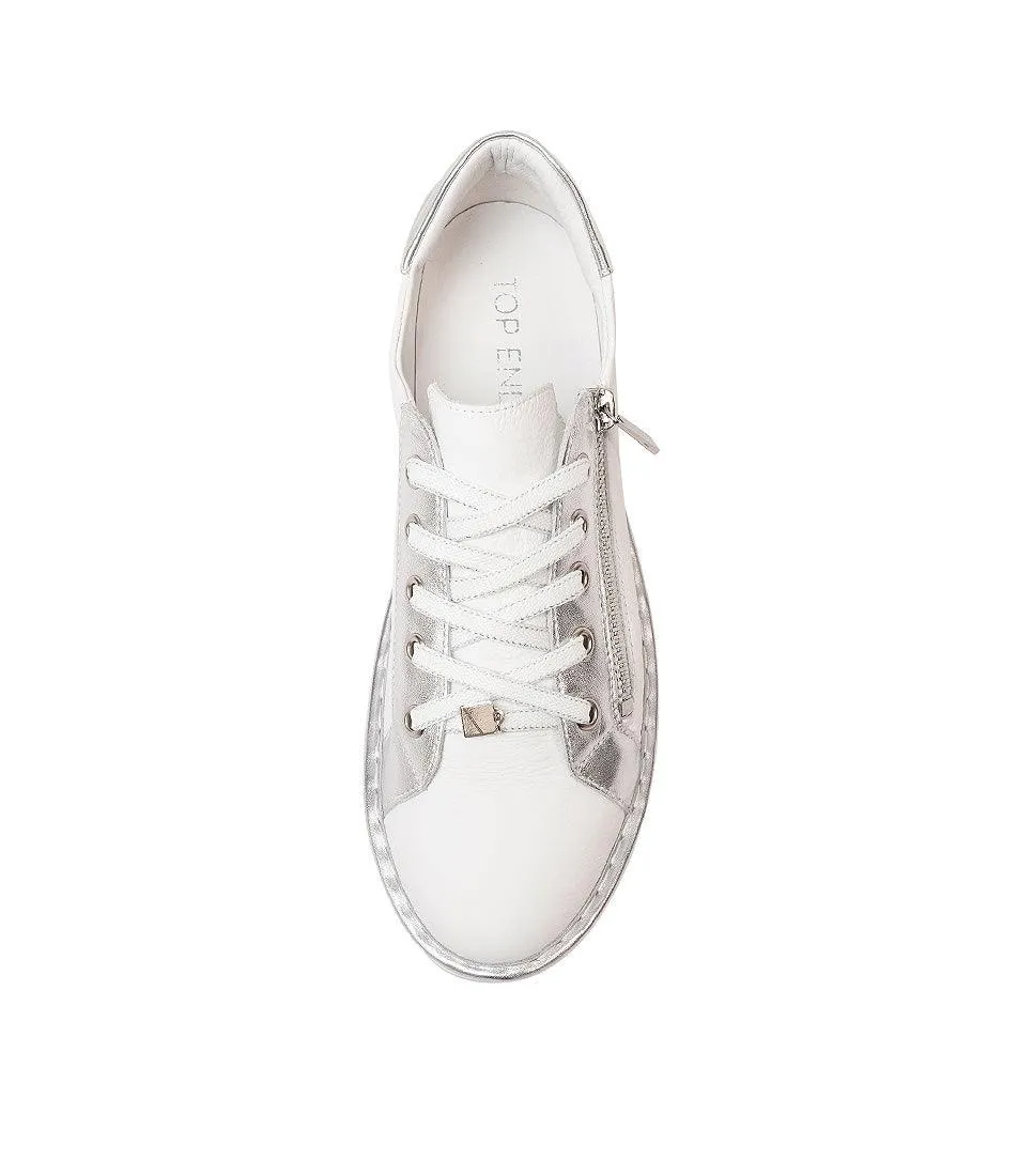 Top End Elos White-Silver Leather Sneakers